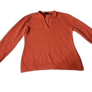 Griffen Petite 100% Cashmere V-neck Sweater PINK(not orange)  PS Slight Collar.